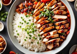 Donburi-Gerichte: Reisschalen mit verschiedenen Belägen wie Teriyaki-Huhn